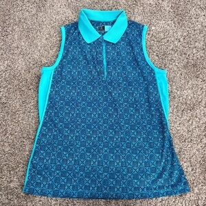 PGA Tour Blue/Mint Sleeveless Golf Shirt (Med)